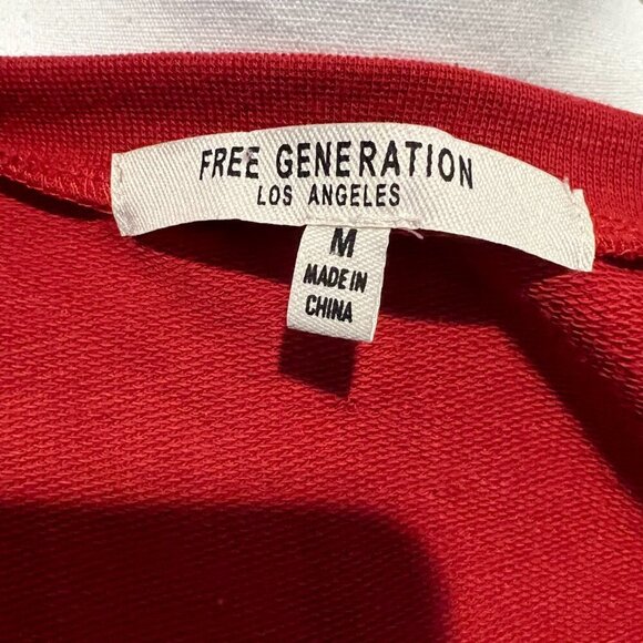 Free Generation Rust colored sweatshirt with ruffled sleeves, Size Medium - Picture 7 of 9